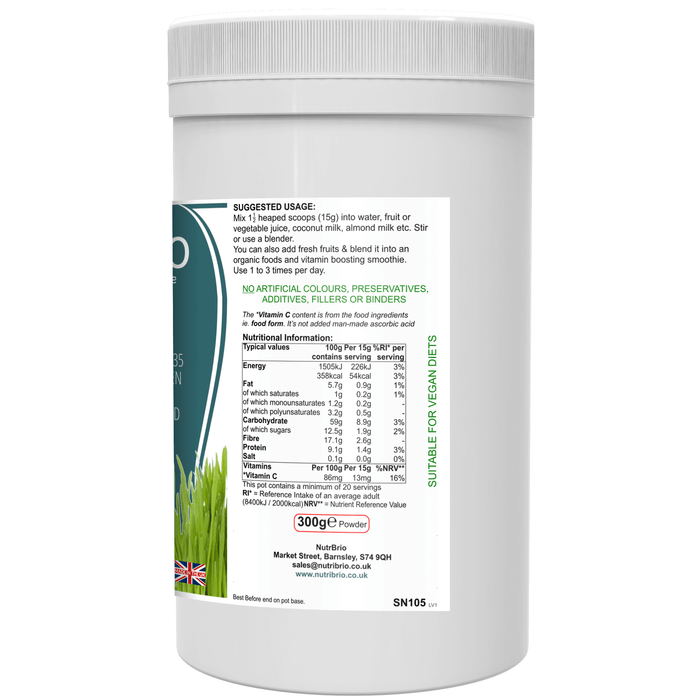 GreenNutri: A Blend Of 35 Organic Ingredients, PLUS Bio-Active Enzymes -  from Nutri Brio - Just £17.60