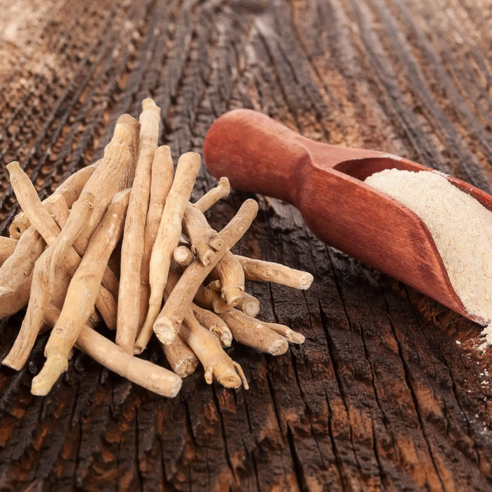 Ashwagandha Root and Powder On A Table 