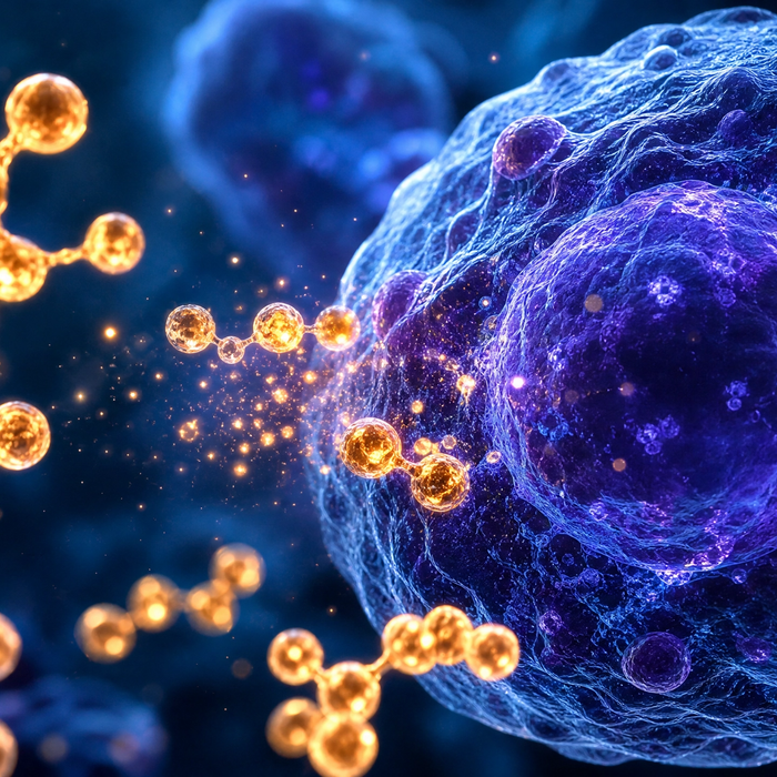 3D scientific illustration of antioxidant molecules protecting a human cell from free radical oxidative stress damage