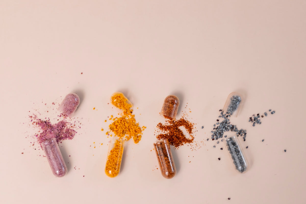 A group of pills sitting next to each other