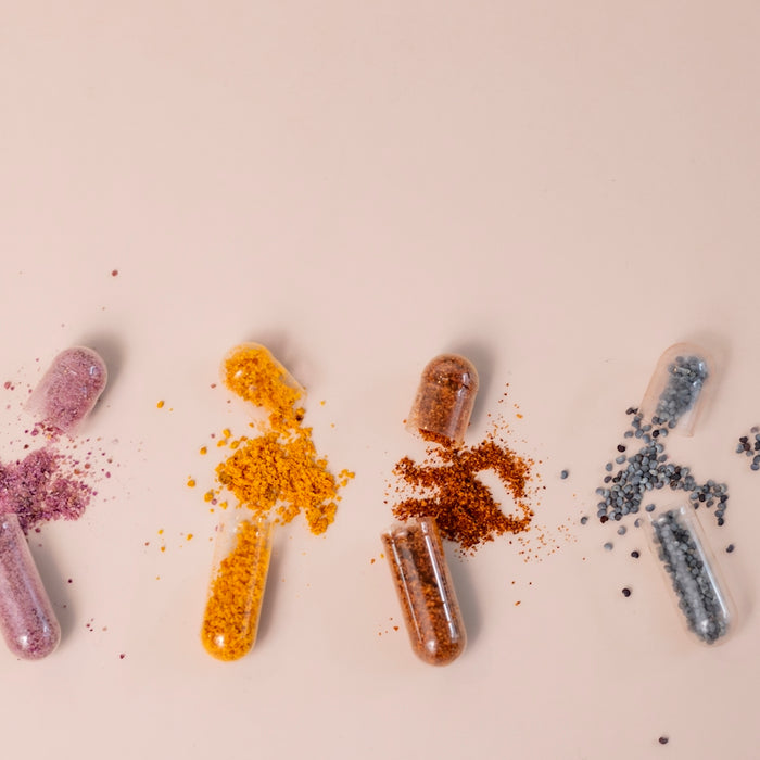A group of pills sitting next to each other