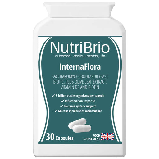 InternaFlora: Saccharomyces Boulardii Yeast 5 billion micro-organisms per capsule -  from Nutri Brio - Just £12.38
