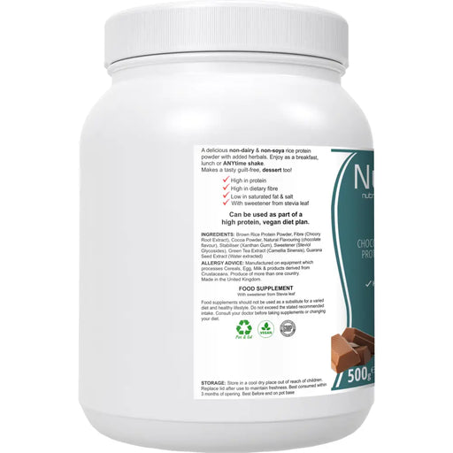 NutriRice: Rice Protein Powder (Chocolate Flavour) -  from Nutri Brio - Just £13.55